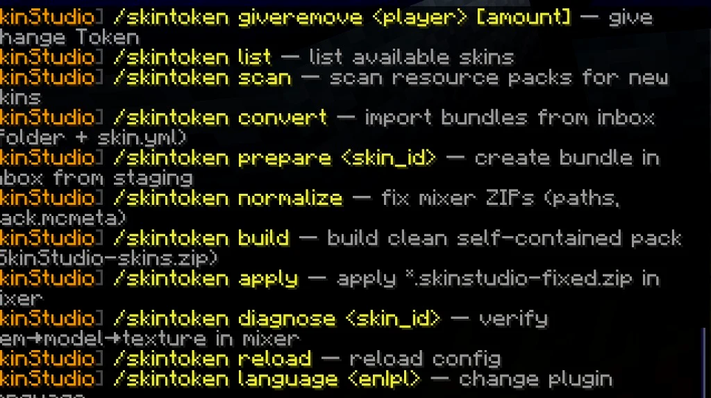 Komendy SkinStudio
